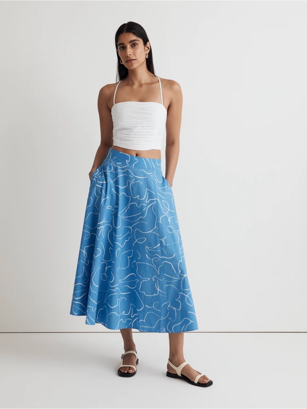 Madewell Poplin Maxi Skirt in Linear Bloom